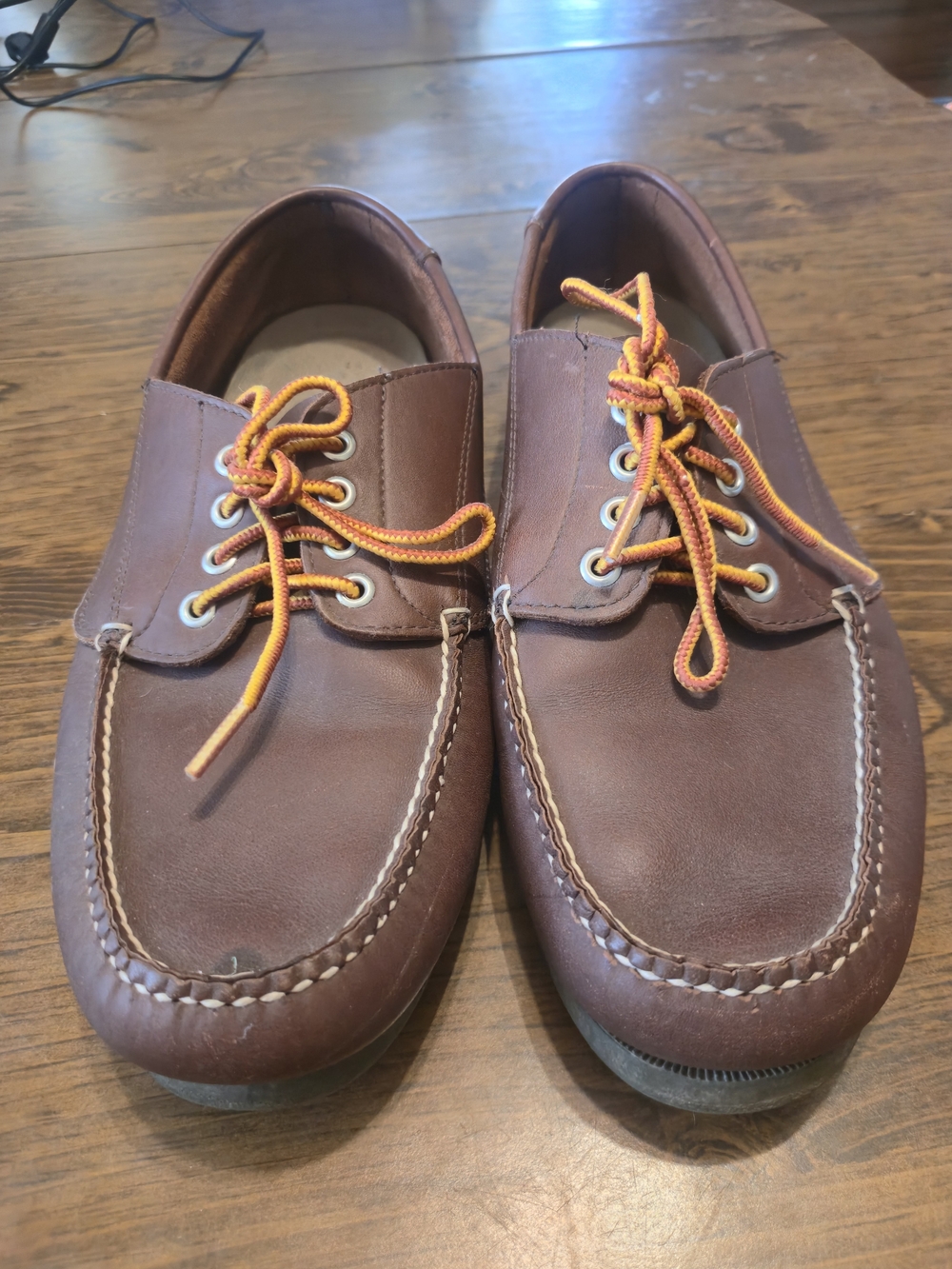 Men's LL Bean Brown Leather Casual Moc Toe Lace-Up Shoes
